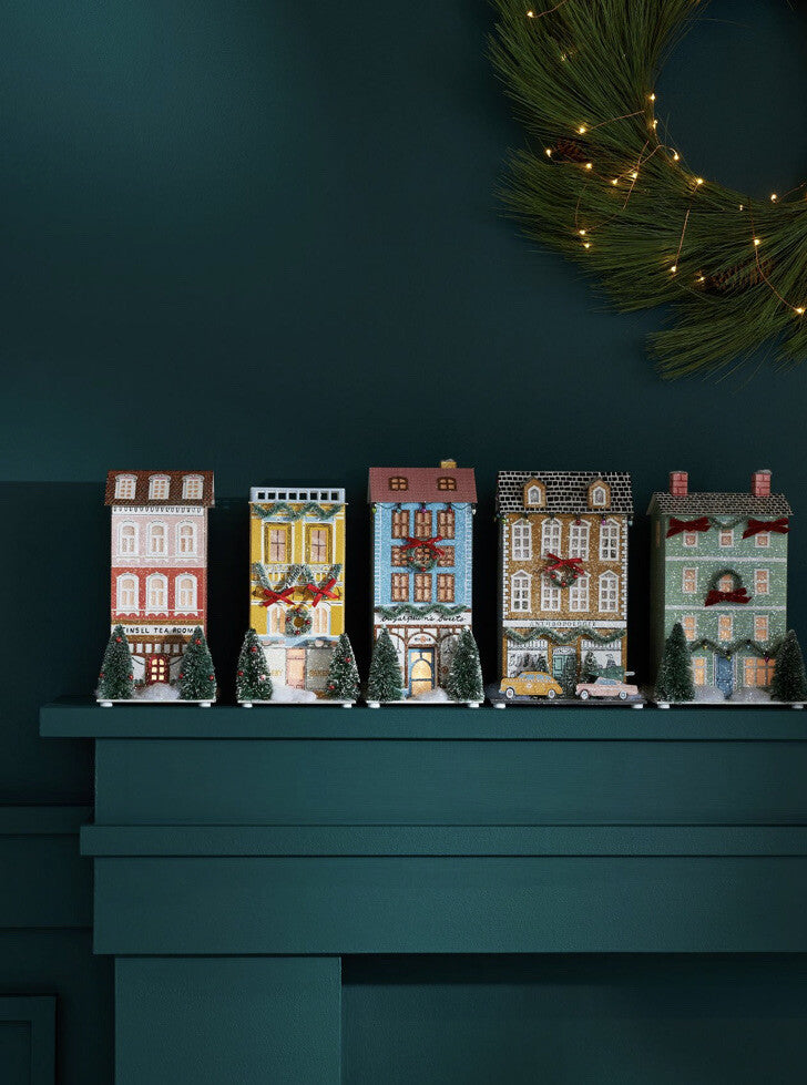 Anthropologie George & Viv Light-Up Holiday Village Townhouse Mint House Green ANTHROPOLOGIE - KOEEK
