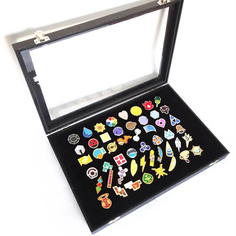 Poke Gym Badges with Glass Lid Display Showcase - Set of 50 Lapel Pin Badges 07FC0E-D4 - KOEEK