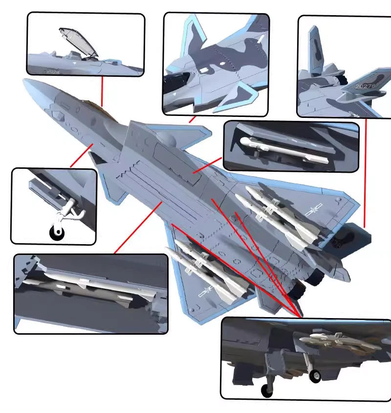 1/72 PLA J-20 Fighter Plastic Painted Unassembled Toy Model 07FC0E-D4 - KOEEK