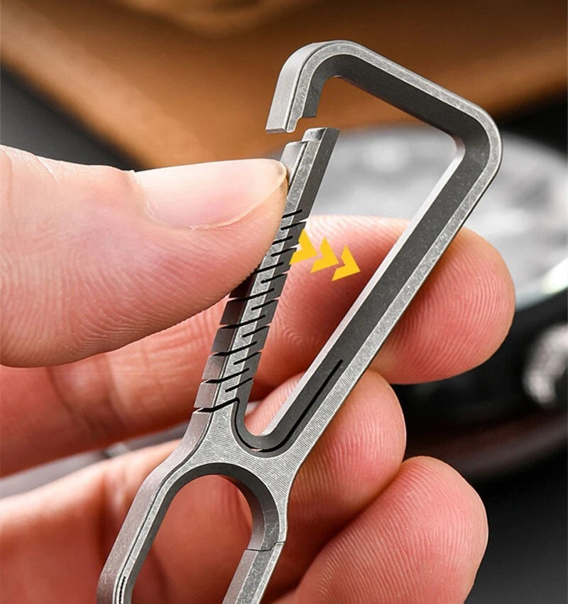 EDC Titanium Alloy Lightweight Key chain Carabiner Hang Buckle with Key Ring 07FC0E-D4 - KOEEK