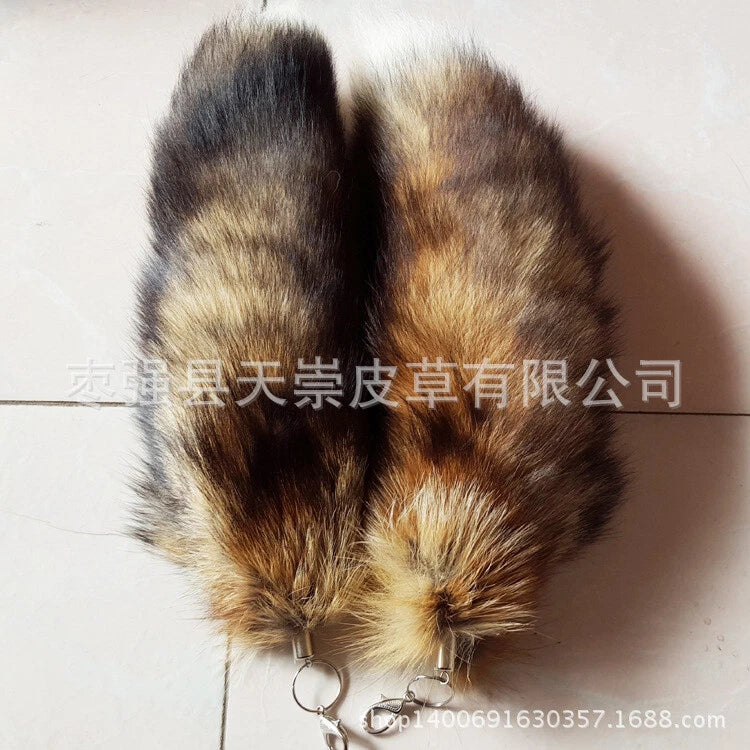 42CM Large Fox Tail Real Fox Fur Tail Keychain Fur Tassel Handbag 16.5" Gift 07FC0E-D4 - KOEEK