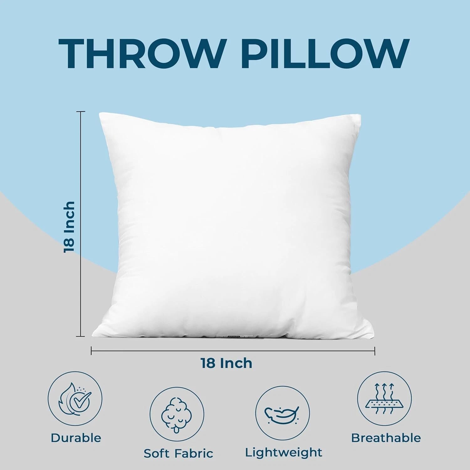 Throw Pillows (Set of 4, White), 18 x 18 Inches Pillows for Sofa, Bed and Couch 07FC0E-D4 - KOEEK