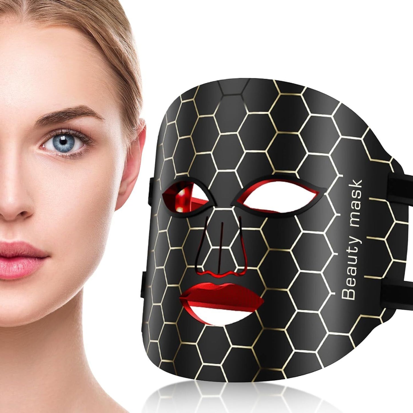 ny LED-ansiktsmaske Red Light Therapy Face Light Therapy Mask for ansiktshudpleie US