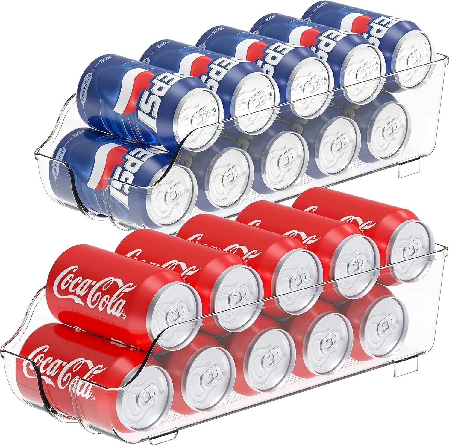 Soda Can Organizer for Pantry / Refrigerator, Clear, Set of 2 07FC0E-D4 - KOEEK