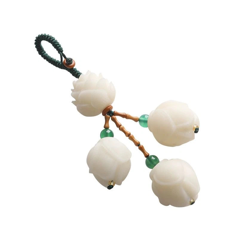 Bodhi Root Magnolia Flower Keychain Chinese Style Car Keychain Couples Pendant 07FC0E-D4 - KOEEK