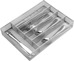 Drawer Organizer, Silverware Flatware, Mesh Wire, Non-Slip, 5 Components, Silver 07FC0E-D4 - KOEEK