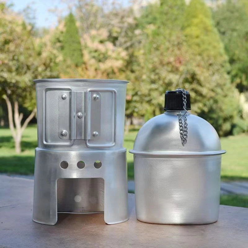 US Military Canteen Wire Handle Cup Stove Outdoor Camping Mess Kit 3 Piece Set 07FC0E-D4 - KOEEK