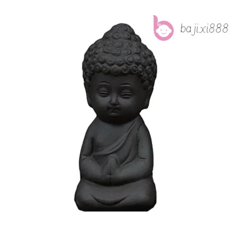 6.1cm Purple Clay Handcarved Meditating Buddha Statue Zen Monk Tea Pet Ornament 07FC0E-D4 - KOEEK