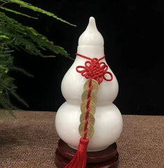 Ornament Decoration Handicrafts Traditional Natural White Jade Covered Gourd 07FC0E-D4 - KOEEK