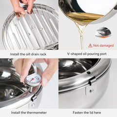 Deep Fryer, 11-inch/4.2 Liter Japanese Style Tempura Fryer, 304 Stainless Steel 07FC0E-D4 - KOEEK