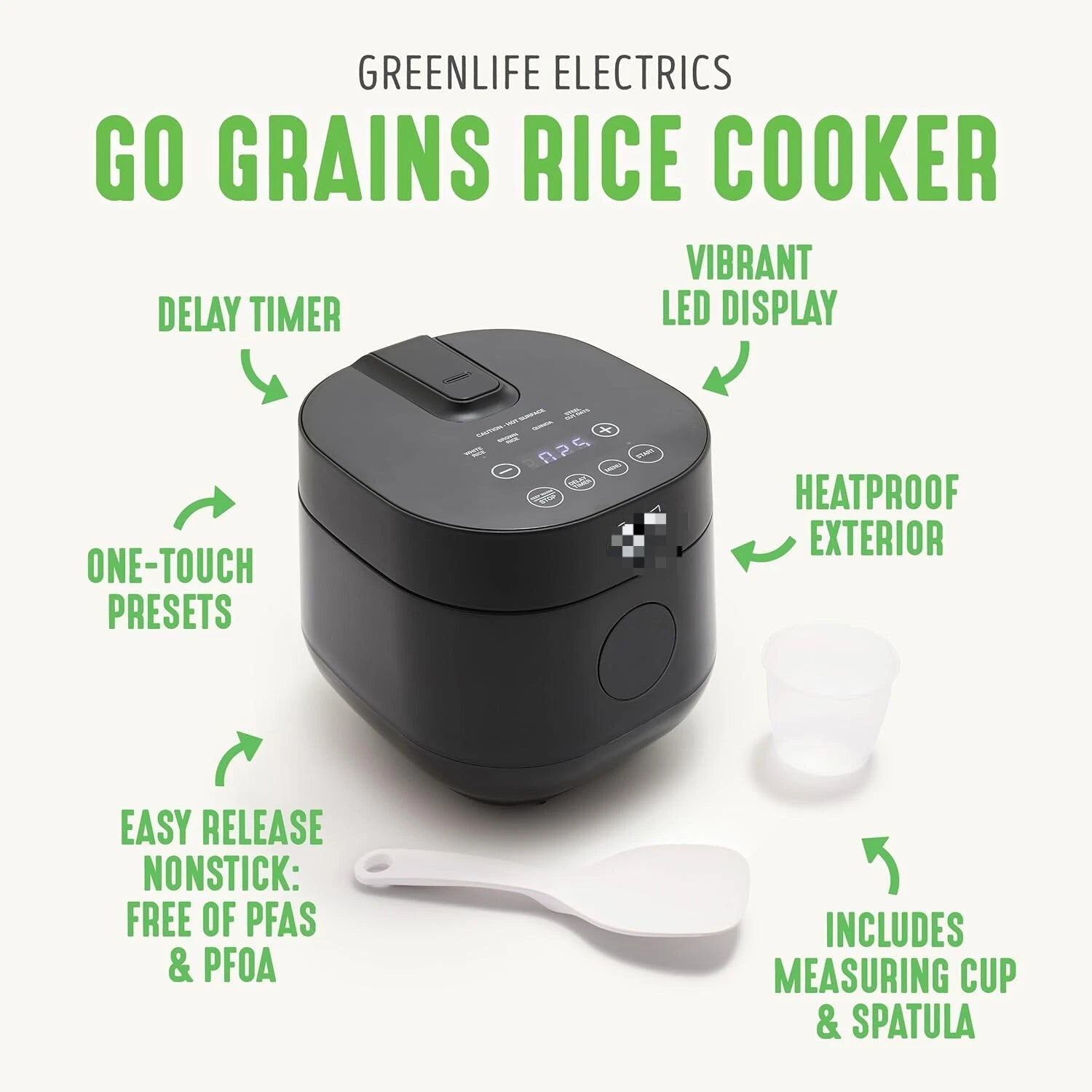 4-Cup Digital Rice Cooker, Removable Ceramic Pot without PFAS and PFOA 07FC0E-D4 - KOEEK