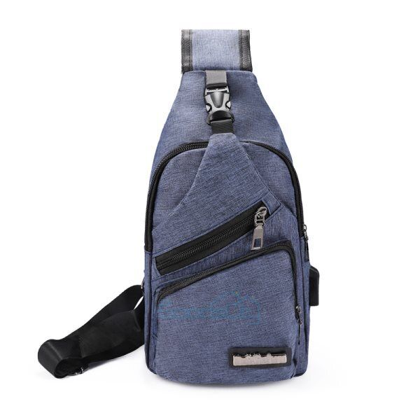 ny Tyverisikring for menn Crossbody Bag Bryst Skulder Messenger Ryggsekk USB-port