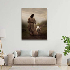 new Jesus Wall Art And Lamb Canvas 16L" x 12W", and Sheep 07FC0E-D4 - KOEEK