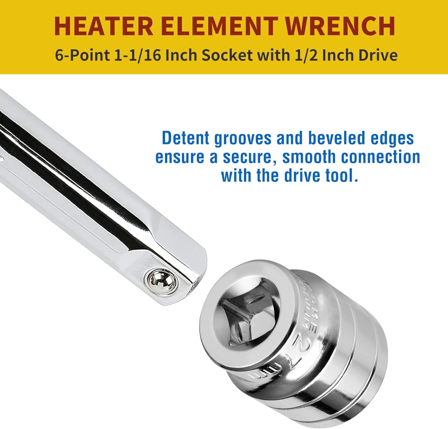 new 1-1/16 Inch RV Water Heater Element Socket Wrench for NPT Thread Silver 07FC0E-D4 - KOEEK