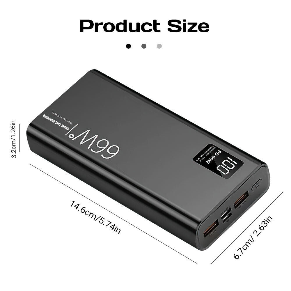 ny bærbar 66W 40000mAh Power Bank Superhurtiglader PD 20W eksternt batteri USB