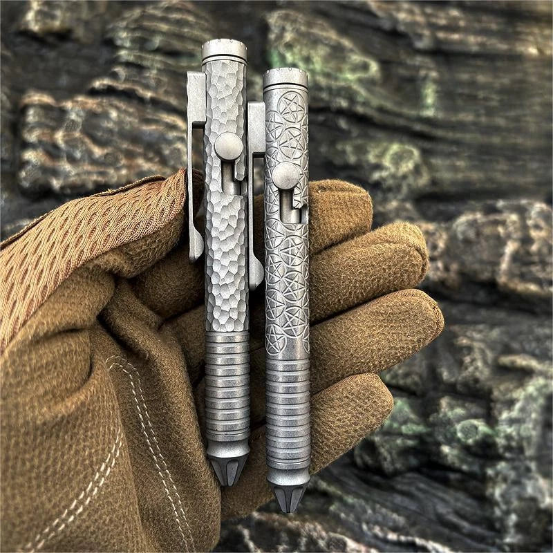 EDC Titanium Bolt Action Ballpoint Pen Pocket Writing Pen with Fidget Spinner 07FC0E-D4 - KOEEK
