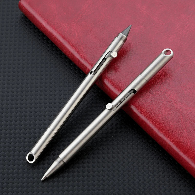 EDC Stainless Steel Pull Bolt Ballpoint Pen Pencil Dual-purpose Pen Keychain 07FC0E-D4 - KOEEK