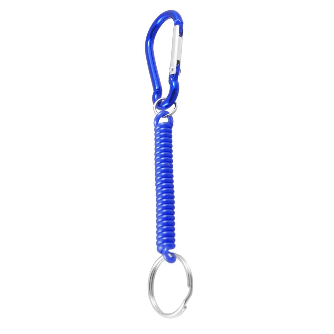 Carabiner Hook Blue Spring Elastic Coil Keychain Key Chain Strap Rope 5.1" 07FC0E-D4 - KOEEK