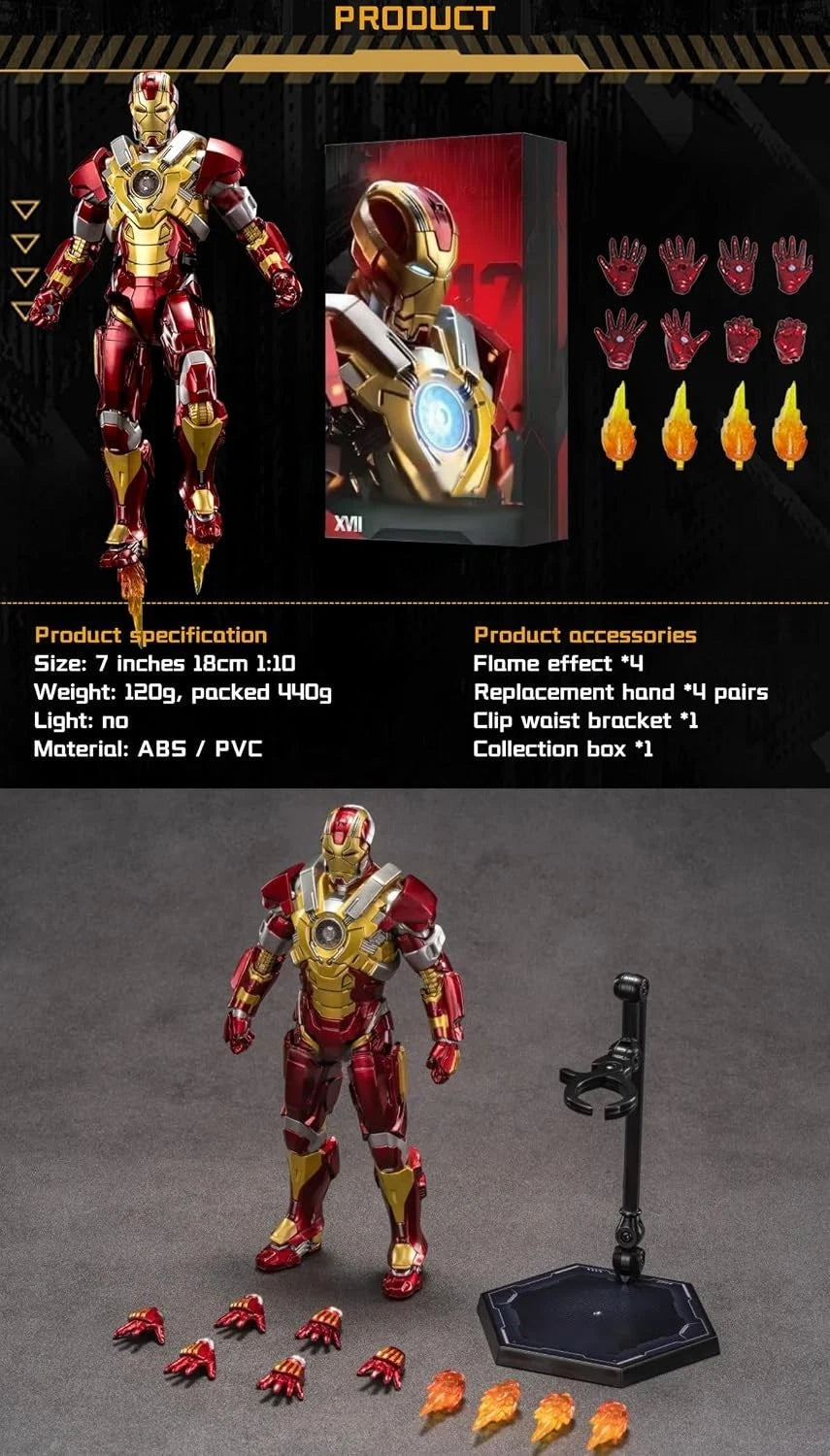 ZD Toys Marvel Iron Man Mark 17 MK17 1/10 Scale 7" Action Figure Model Collector MARVEL - KOEEK
