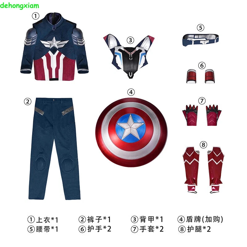 Captain America 4 Falcon Sam Wilson Men Cosplay Costume Top Pants Outfits Props 07FC0E-D4 - KOEEK