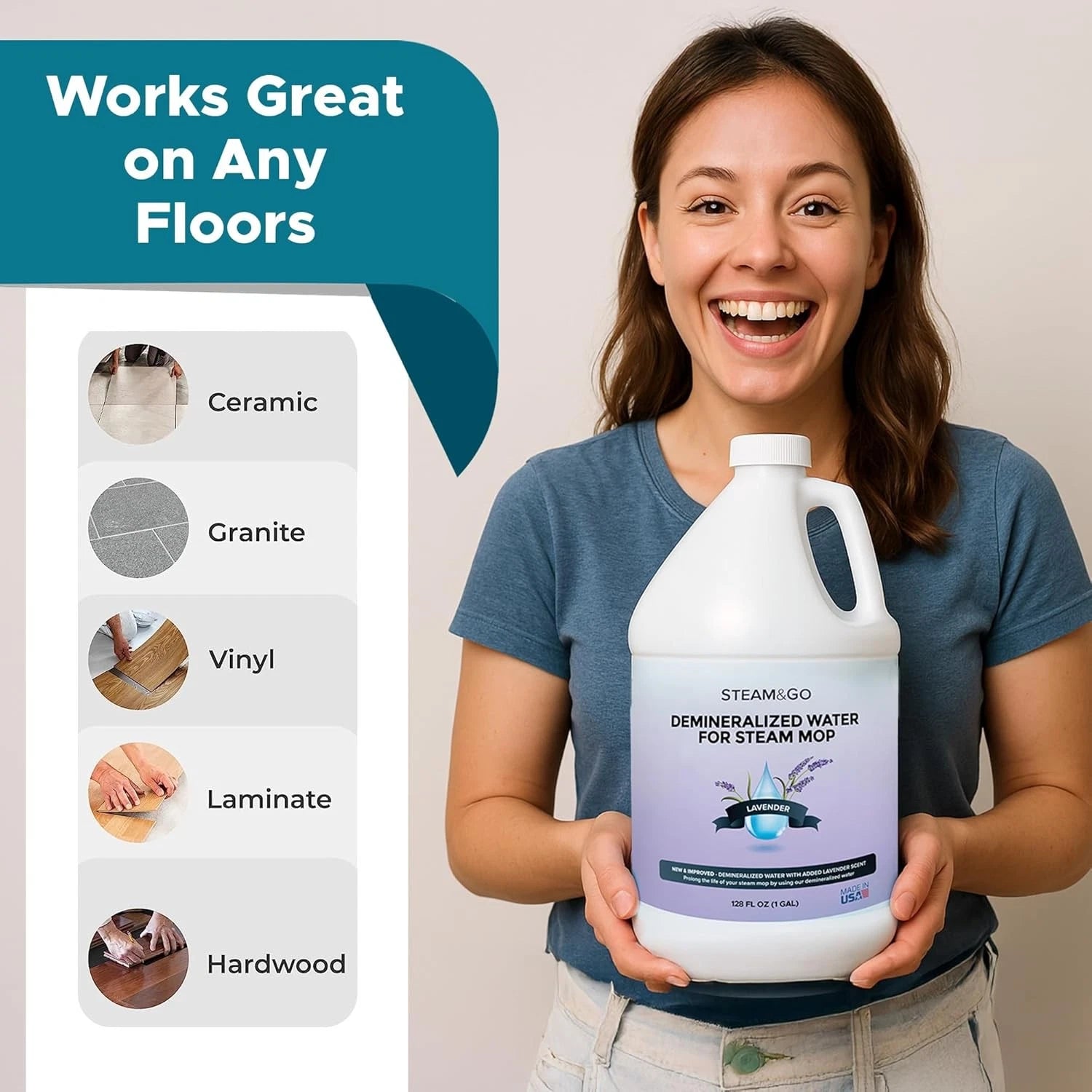 Steam & Go Demineralized Water for Steam Cleaner - PVC-Free Floor 07FC0E-D4 - KOEEK