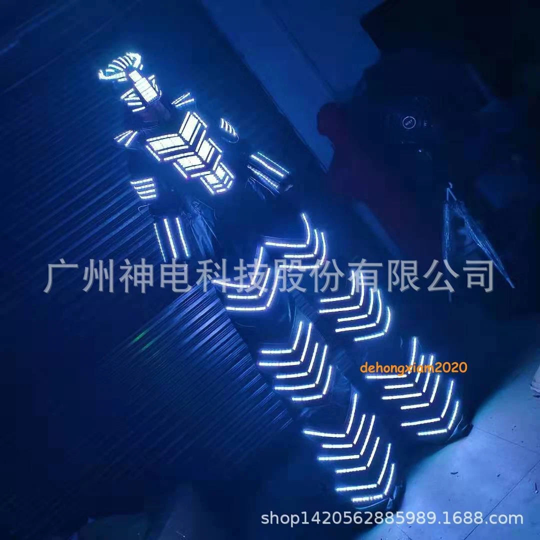 LED Robot Stilt RGB Color Costume Armour Set DJ Party Show Glowing Clothing Suit 07FC0E-D4 - KOEEK