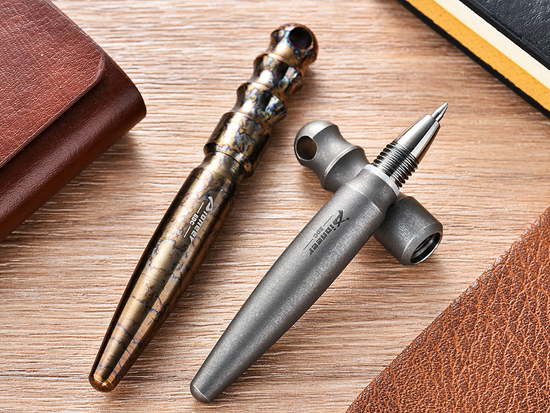 EDC Titanium Alloy Keychain Pen Ballpoint Pen Outdoor Camping Signature Gel Pen 07FC0E-D4 - KOEEK