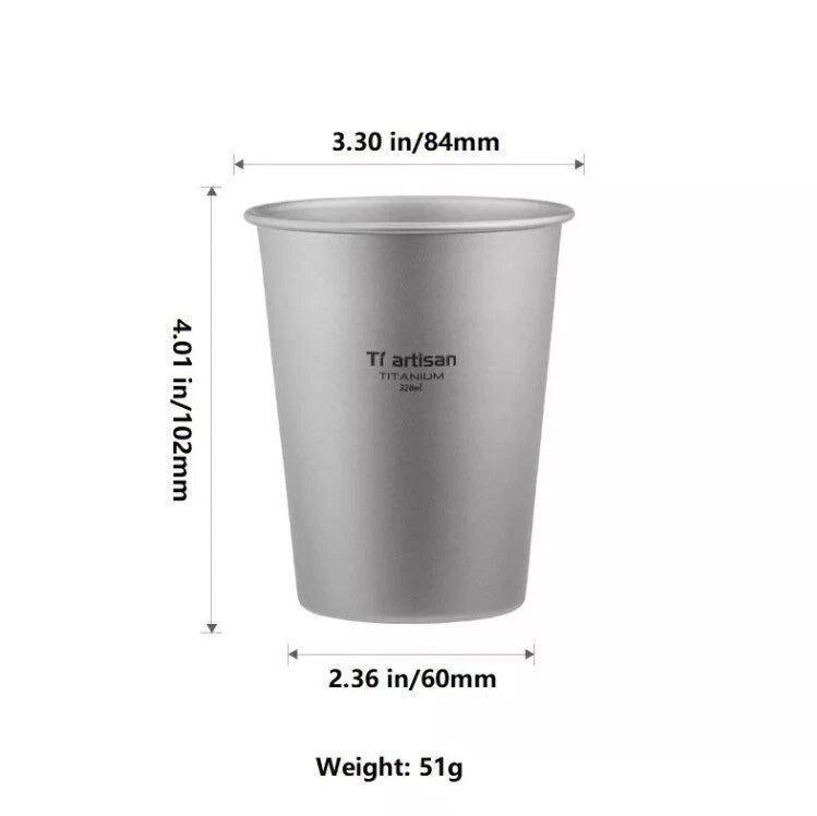 320ml Pure Titanium Single Layer Wall Cup Coffee Tea Beer Cup Portable Outdoor 07FC0E-D4 - KOEEK