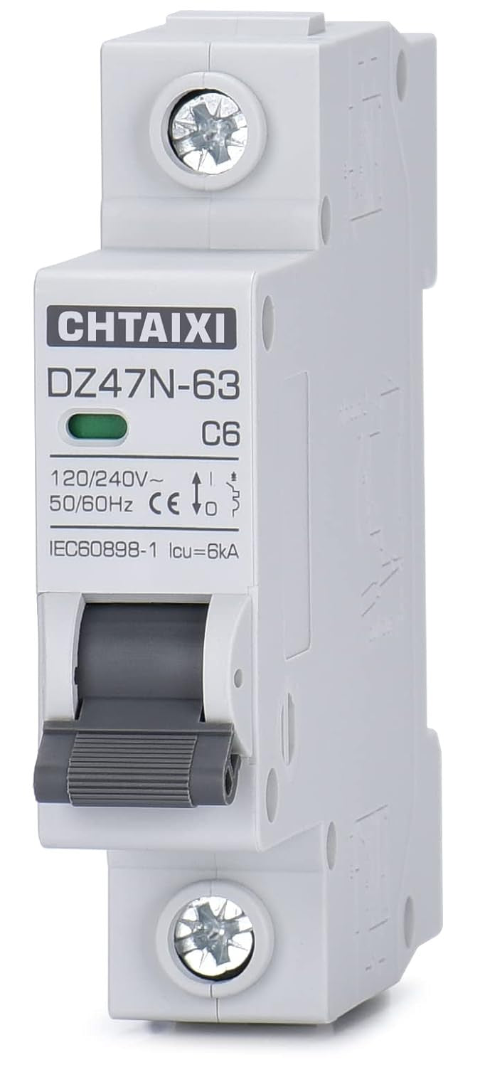 new AC Miniature Circuit Breaker, 6 Amp 120V/240V 1 Pole DIN Rail Mount Circuit... 07FC0E-D4 - KOEEK
