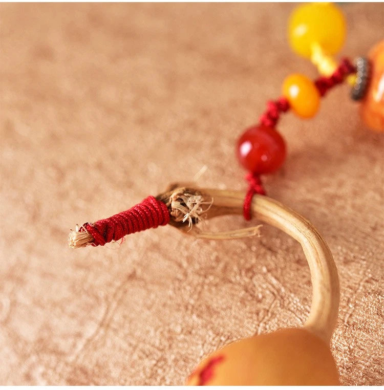 Natural Gourd Car Hanging Ornament Tassel Rearview Mirror Peace Charm Decor 07FC0E-D4 - KOEEK