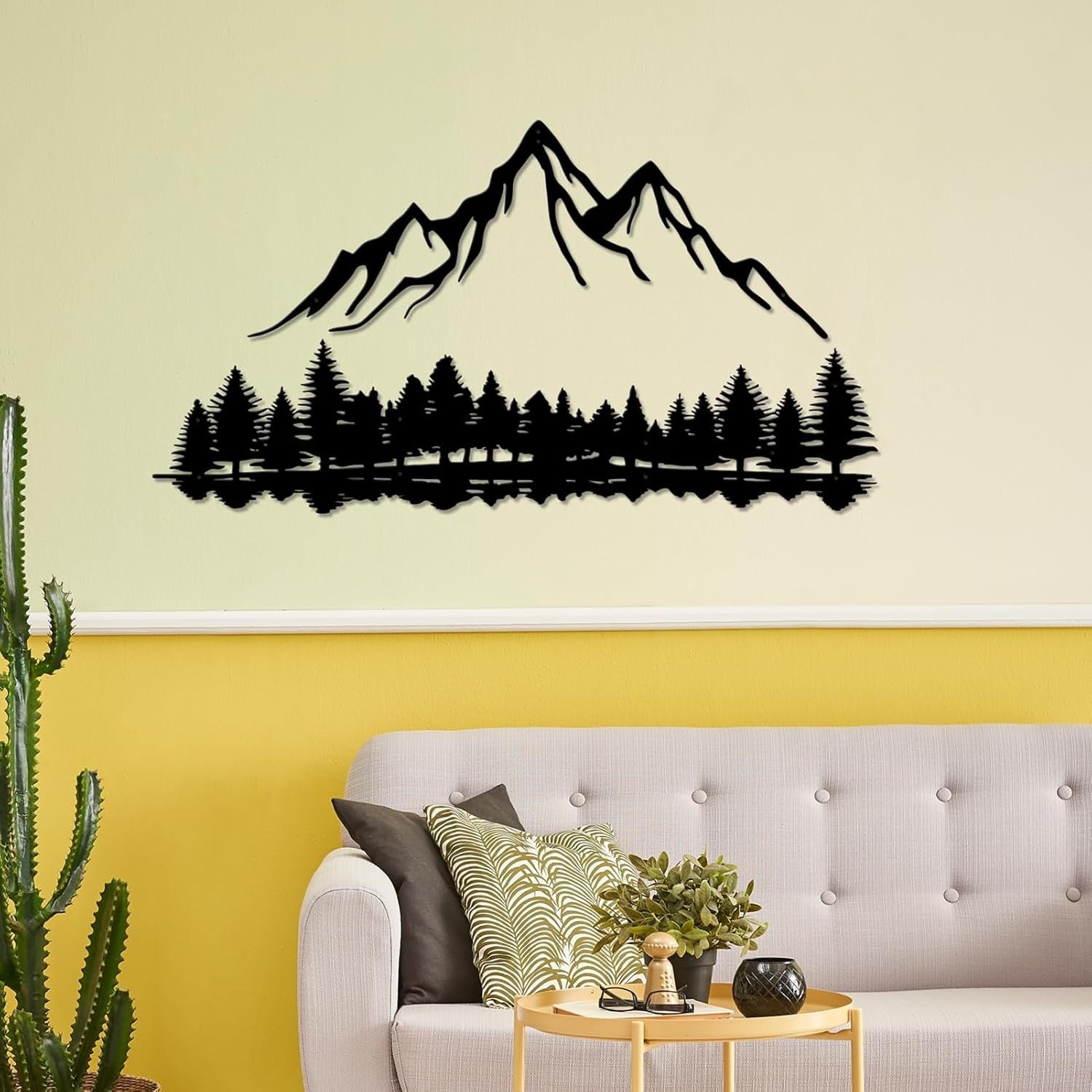 new DUOOLN Mountain View Metal Wall 39.4L" x 21.6W", Black -B