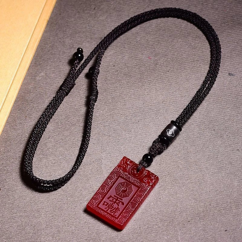 Red Agate Style Taoist Leisheng Puhua Heavenly Lord Pendant Amulet Charm 07FC0E-D4 - KOEEK