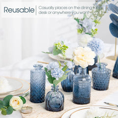 12Pcs Blue Glass Bud Vases Set, Small Vases for Flowers,Perfect for Centerpieces