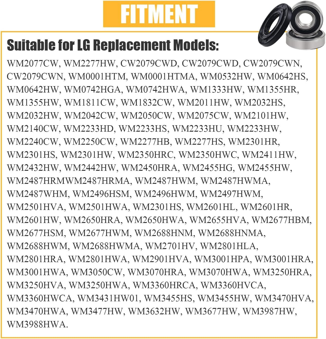 new Front Load Washer Tub Ball Bearings Washing Machine Bearing Kit Black 07FC0E-D4 - KOEEK