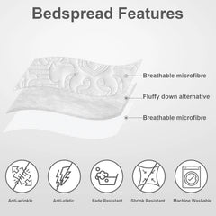 White Quilt Queen Size - Damask Ultrasonic Summer Bedspread Queen, Lightweight 07FC0E-D4 - KOEEK