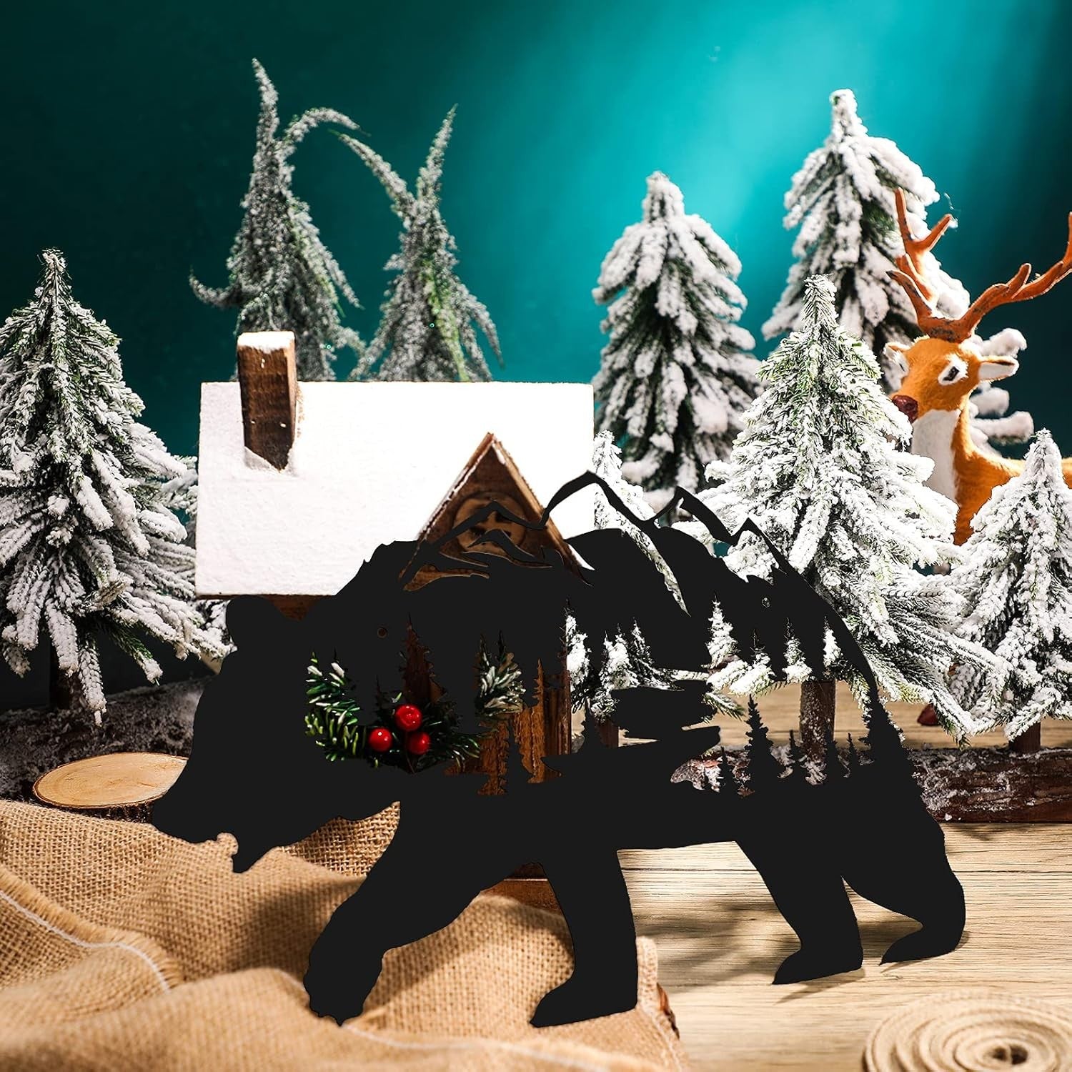 new Metal Bear Wall Art Rustic Forest Decor Wilderness Black
