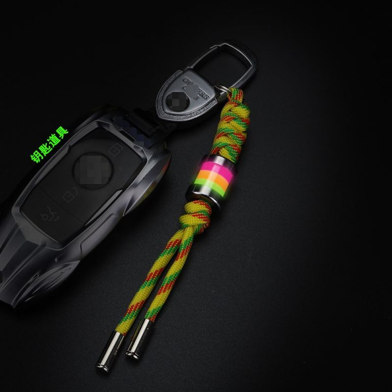 EDC Knife Lanyard with Titanium Glow in the Dark Bead Paracord Lanyard keychain 07FC0E-D4 - KOEEK