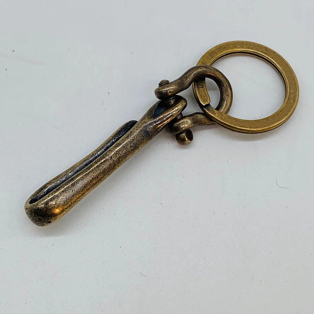 Retro Brass Causal Style Fishhook Key Chain Keyring Shackle Split Ring 07FC0E-D4 - KOEEK