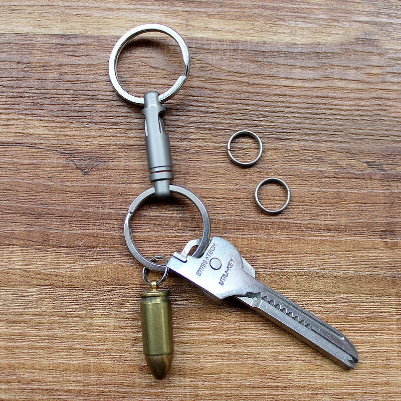 TC4 Titanium Insert Buckle Mini Portable Elastic Key Chain Key Ring Pendant EDC EDC - KOEEK