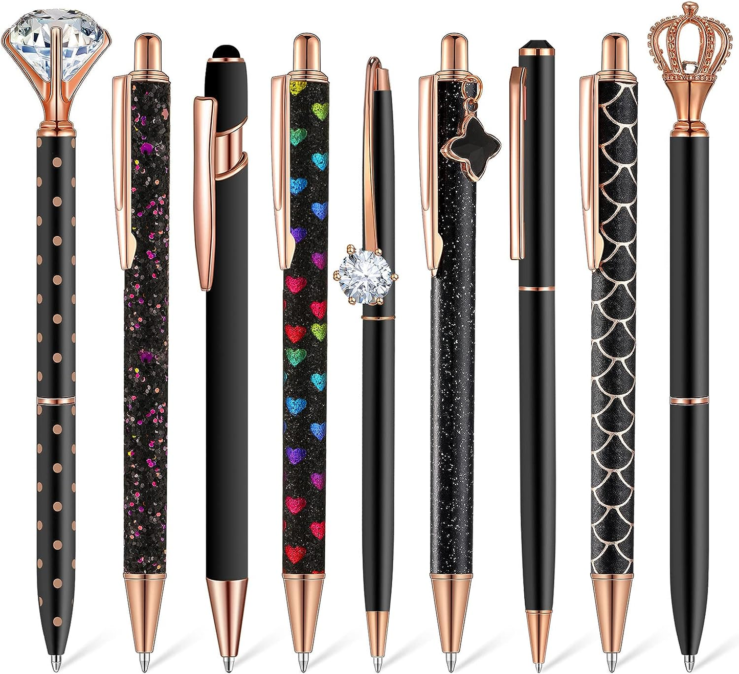 ny 9 Stk Kuglepenne Sæt Metal Crystal Diamond Pen Glitter Pen til Journaling Bl