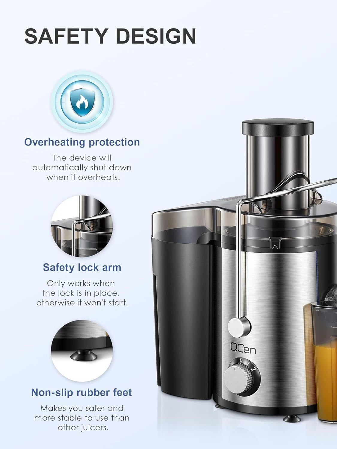 Juice Extractor, 800 Watt Centrifugal Juice Extractor, Stainless Steel, BPA-Free 07FC0E-D4 - KOEEK
