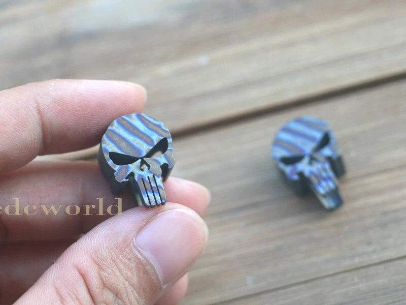 Flame TC4 Titanium Punisher Skull Parachute Cord Lanyard Bead Pendant DZ-01F EDC 07FC0E-D4 - KOEEK