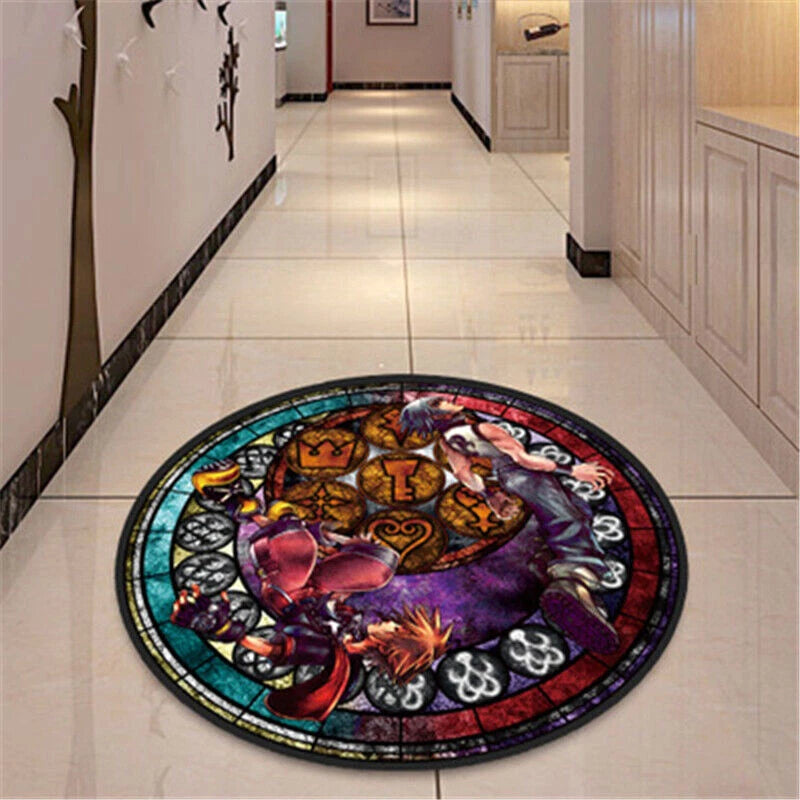 Kingdom Hearts Floor Rug Bedroom Doormat Non-slip Chair Mat Round/Square Carpet 07FC0E-D4 - KOEEK