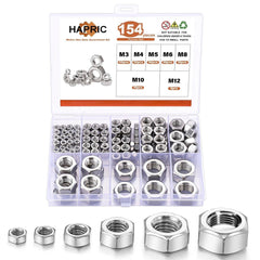 new 154 Pcs Metric Hex Nuts Assortment Kit, M3 M4 M5 M6 M8 154Pcs 07FC0E-D4 - KOEEK