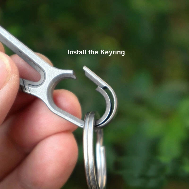 EDC Titanium Alloy Lightweight Key chain Carabiner Hang Buckle with Key Ring 07FC0E-D4 - KOEEK