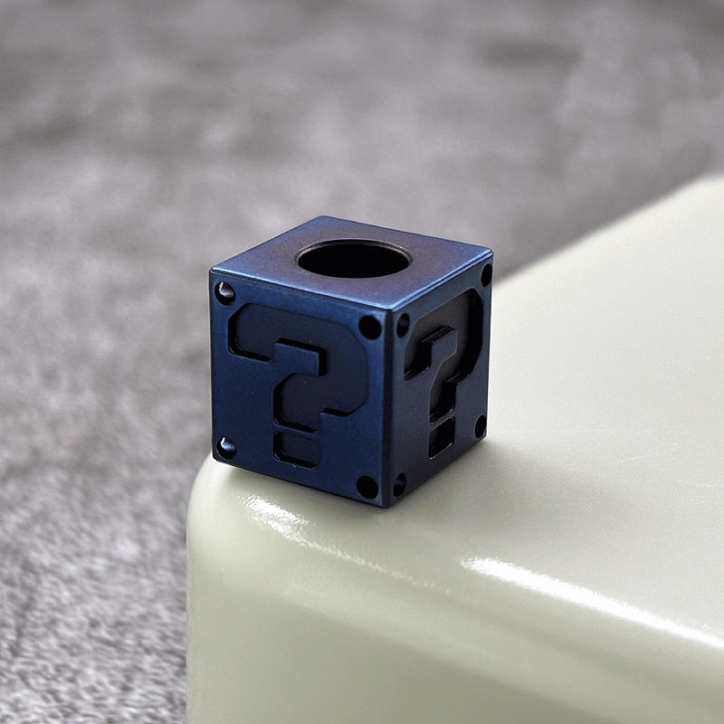 EDC Titanium Question Mark Block Knife Lanyard Bead Necklace Pendant DIY Blue 07FC0E-D4 - KOEEK