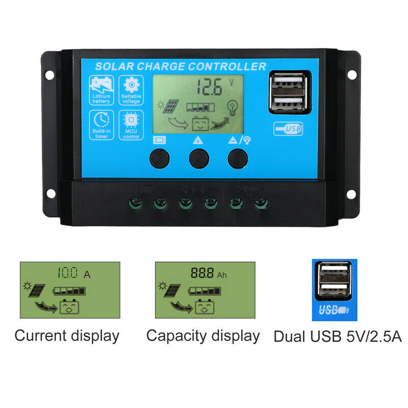 ny 12/24V 60/80/100A MPPT Solar Charge Controller Panel Batteriregulator Dual USB