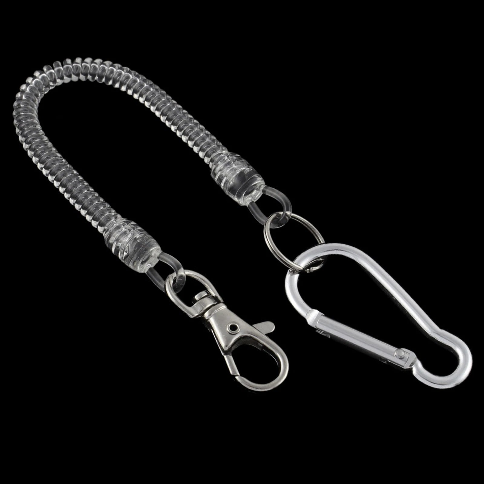 Retractable Spiral Spring Coil Spring Keychain with Lobster Clasp Carabiner Hook 07FC0E-D4 - KOEEK