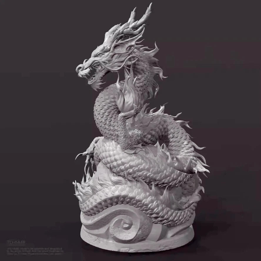 H/80mm resin figure model Chinese Mythical Dragon 3D Printing unassembled 07FC0E-D4 - KOEEK