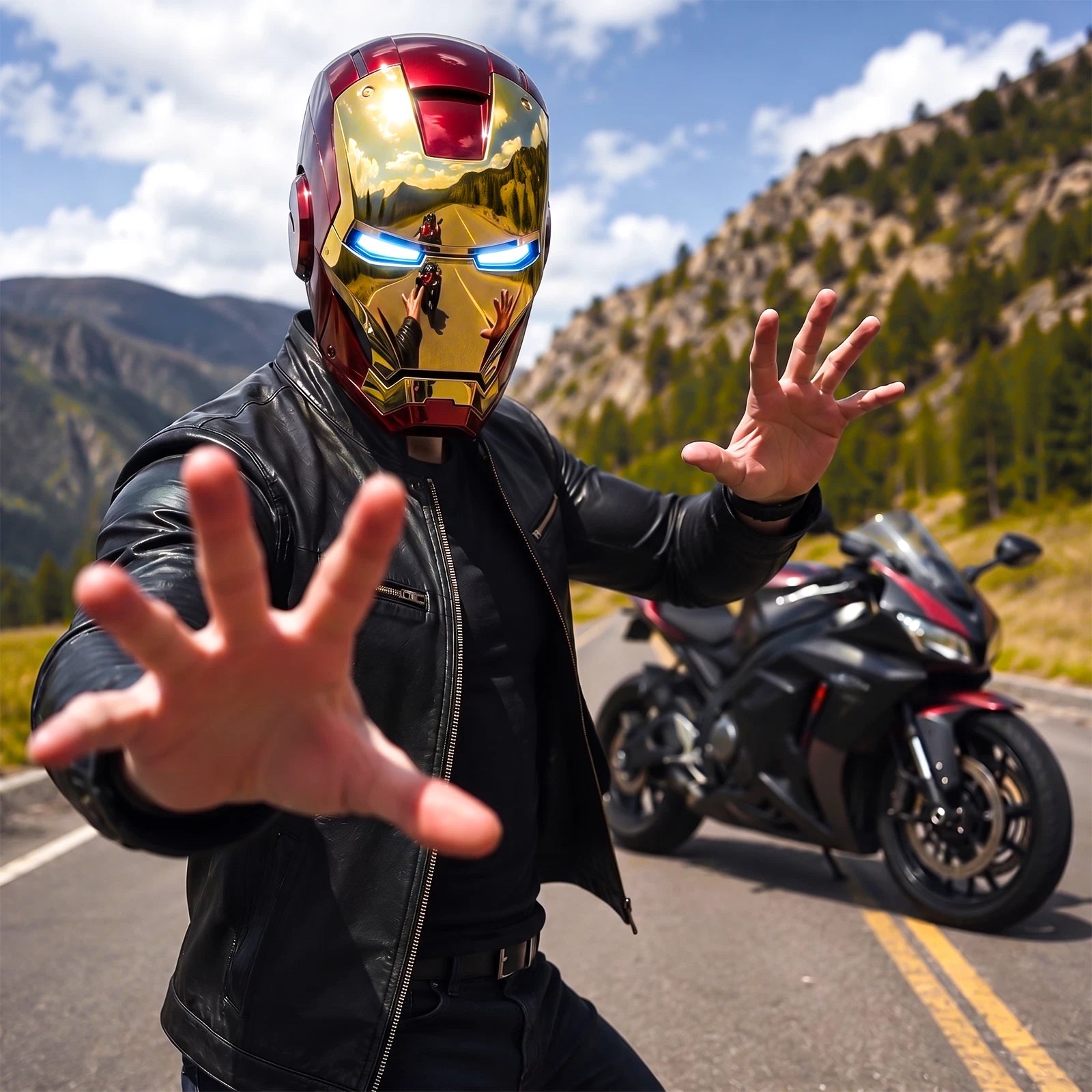 Iron Man MK5 Helmet 1:1 Wearable Voice Remote Touch Control LED Cosplay 07FC0E-D4 - KOEEK